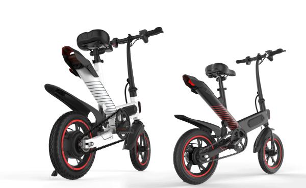 High Speed Lightest Smart Folding Electric Bike Inflated Tire White / Black /