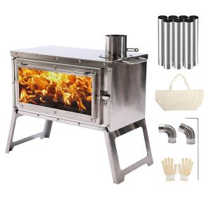 China Outdoor Patio Camping BBQ Party Portable Stainless Steel Wood Burning Camp Stove with Chimney Pipes factory