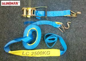 China Ratchet straps LC2500 DN AS/NZS4380 50MM Polyester Blue with ratchet and two swan hooks factory