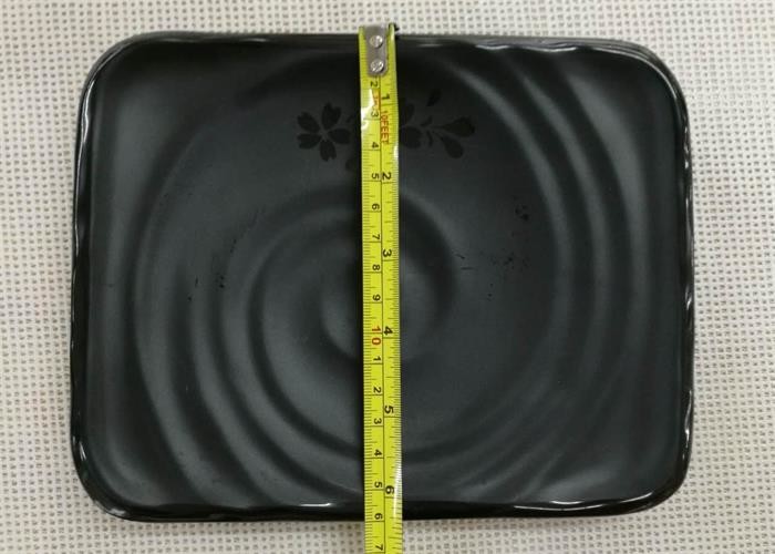 Japanese-style Rectangular Sushi Plate Black Melamine Dinnerware Weight 264g