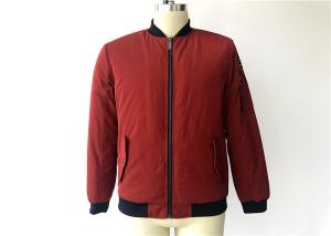 China Mens PU Leather Coat Polyester Bomber Jacket With Zip Pocket / Emboriedary Patch TWS8055 factory