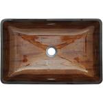 22 Inch Dark Brown Bathroom Sink 12mm Tempered Glass Rectangular With A Sleek