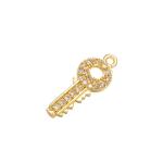OEM Sterling Silver Key Charm Zircon Vintage 18k Gold Plated Pendants