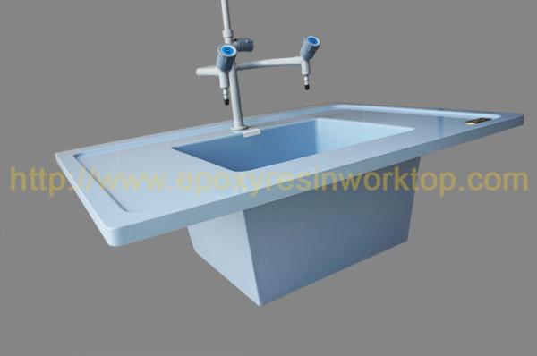 Ice blue epoxy undermount sink customized chemical and heat resistance,