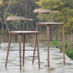 Solid Wood Mid Century Modern Bar Stools Set Of 2 Comfortable 75cm Height