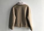 Fashionable Faux Shearling Fur Coat Winter Beige Fur Leather Jacket Womens