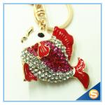 Lovely Goldfish Fish Cute Crystal Rhinestone Charm Pendant Purse Car Key Ring