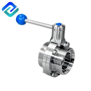 China SMS Sanitary Butterfly Valve Double Flanged 3 Inch Food Grade 316ss DN10 factory