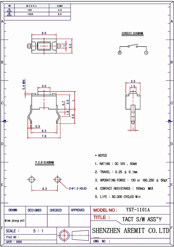 DIP Tact Switch