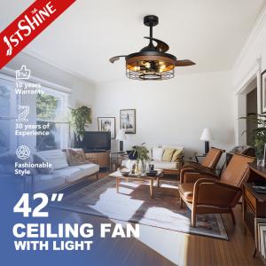 China DC Motor 65W Retractable Decorative Ceiling Fan With 5 Light Kits factory