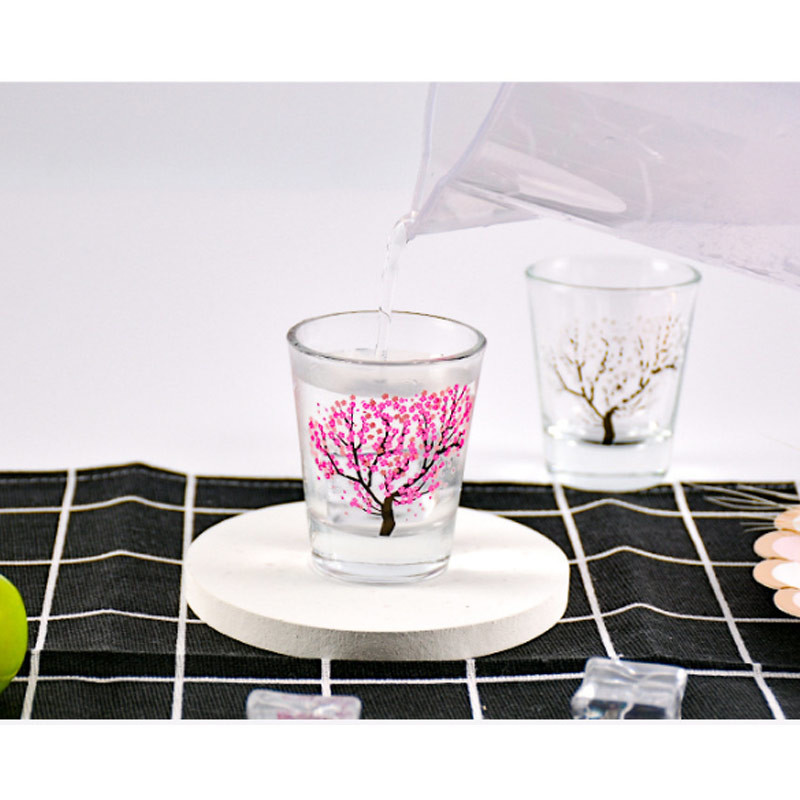 Restaurant Lead Free Cold Color Changing Sakura Cup 100ml