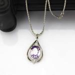 Women Jewelry 10mm x12mm Oval Blue Topaz Cubic Zirconia Pendant Necklace (P38)