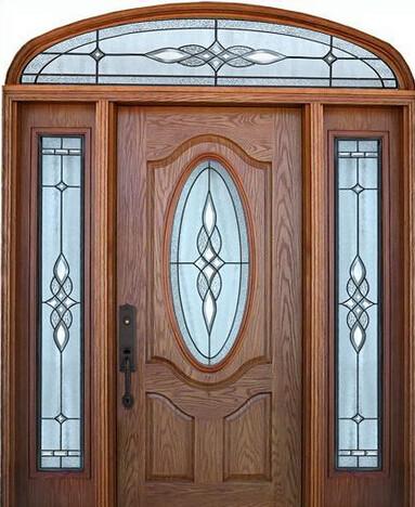 25mm Leaded Light Double Glazed Windows Antique Stained Glass Doors With Patina