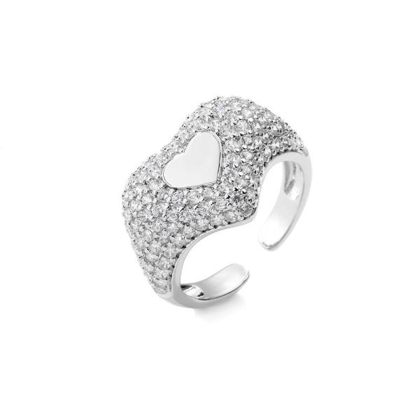 Heart Shape 925 Sterling Silver Rings Micro Pave CZ Cubic Zirconia Engagement