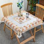 Customized PVC Round Plaid Tablecloth for 10 People White and Green Floral