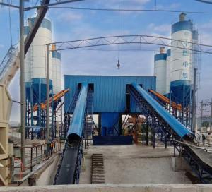 China 3 - 5 Grids Concrete Mixing Station High Accuracy With Alloy Mixing Arm factory