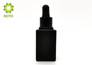 China 20ml Glass Empty Cosmetic Bottles Matte Black Color With Aluminum Droppers factory