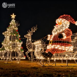 Santa Claus Reindeer Christmas Tree LED Lights - Illuminate the Festive