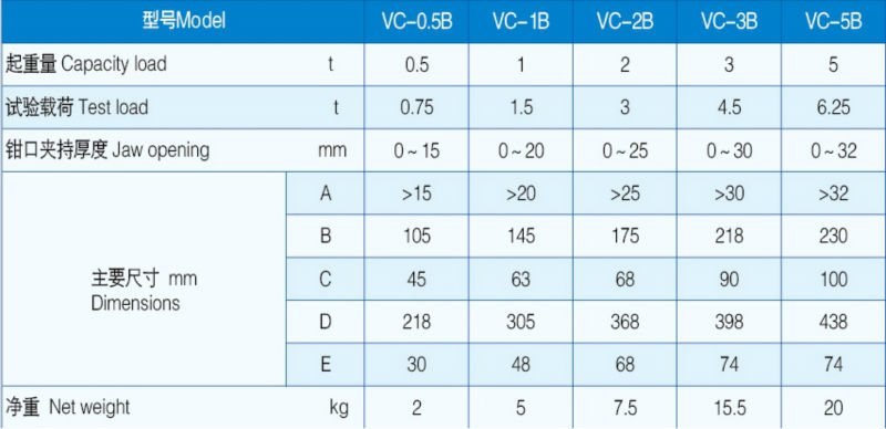 VERTICAL CLAMPS 0.5TON