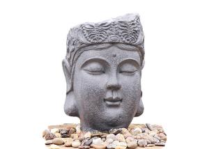 China Garden Ornaments Large Buddha Water Fountain / Buddha Face Water Fountain With Lights factory