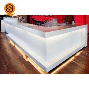 China Antibacterial L Shape Solid Surface Bar Counter Restaurant White Bar Counter factory