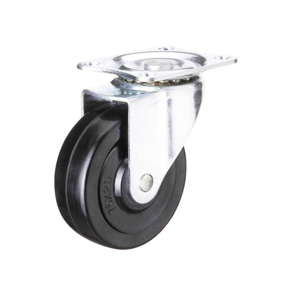 3 Inch Solid Rubber Caster Swivel Plate Black Wheel Casters For Small Trolley