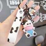 Personalized 3D Silicone Cow Animal Keyrings Pendant Keychain for Purse and
