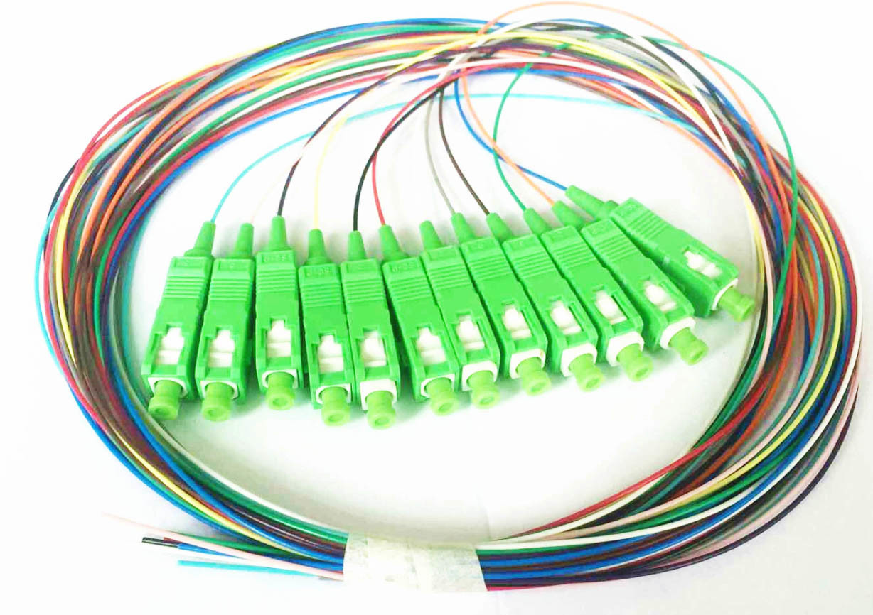 SC/APC 12 Colors Multi-fibers Single Mode Monomode Optical Fiber Pigtail / SCAPC Pigtail