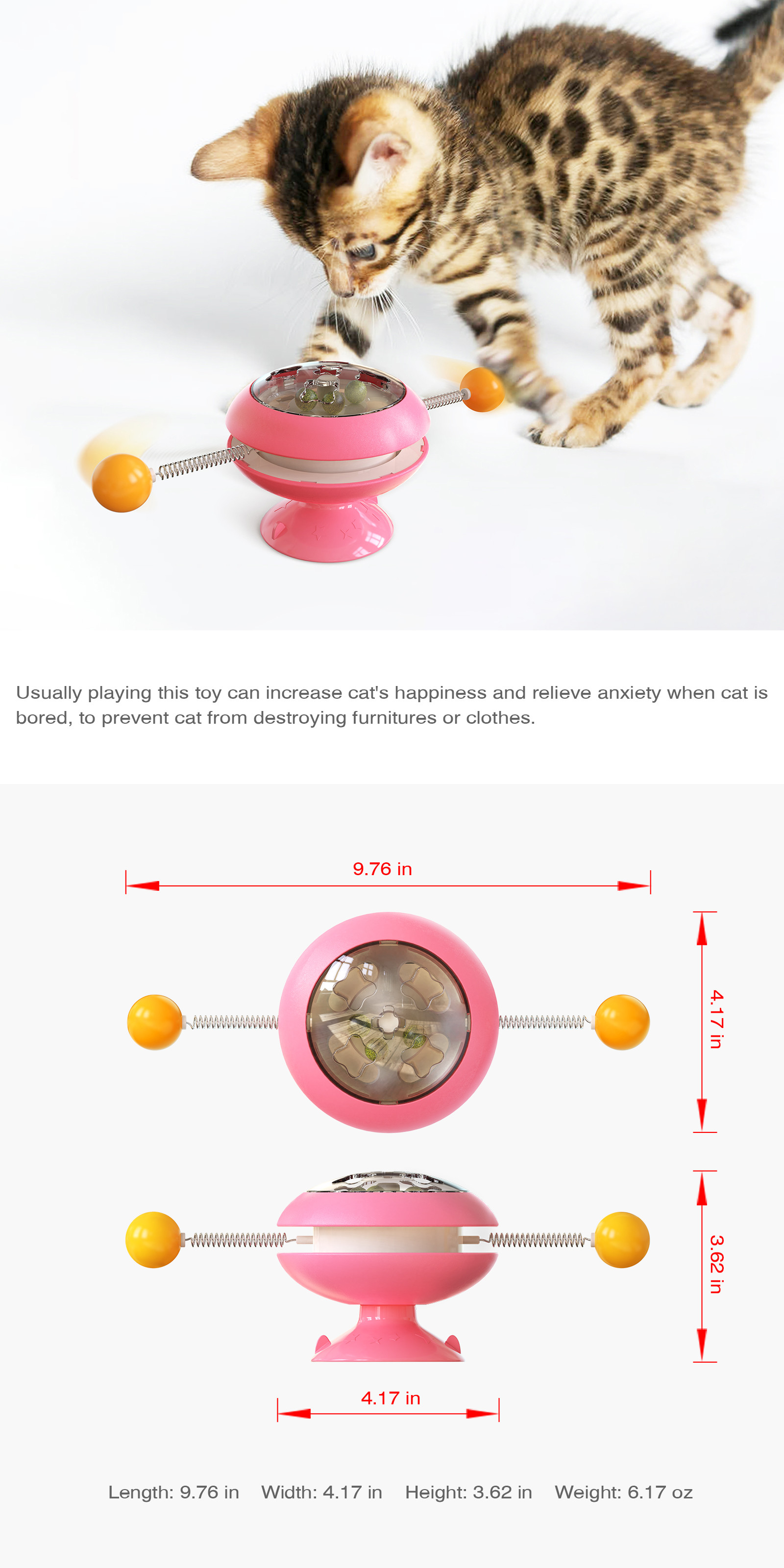 Multifunction Windmill Interactive Cat Toy Turntable Massage Scratching ODM ABS 178g