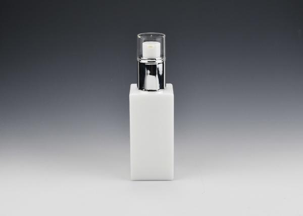 Custom 2OZ 60ml Square Opal White Glass Cosmetic Bottles, Luxury Skincare Bottle