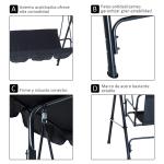 Polyester Cushion AJUNION 3-seater Garden Hanging Swing Chair with Metal and