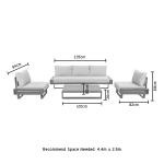 AJUNION Luxury Aluminum Sofa Set Furniture with Coffee Table Size L 120 x W80 x