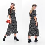 Women Elegant Short Sleeve Polka Dot Casual Maxi Dresses With 100% Viscose