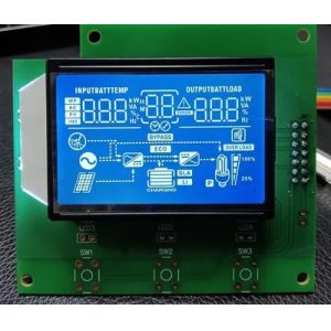 LCD 7 Segment Display Screen HTN White On Blue Chip On Board AIP31621 Driver For