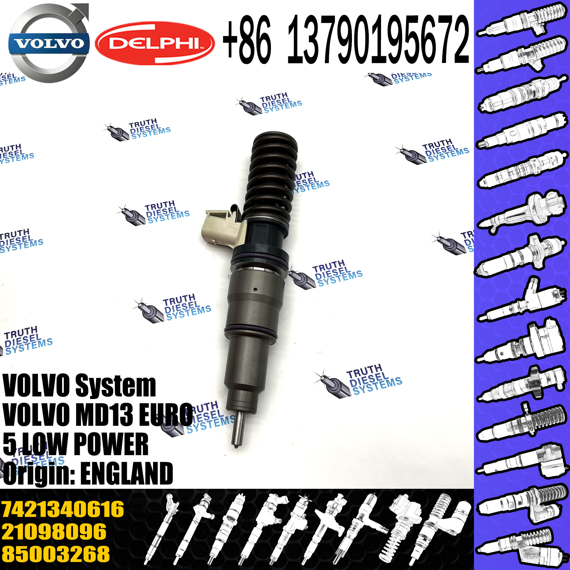 High Quality Diesel Fuel Injector 21098096 7421340616 21340616 85003268 BEBE4D25001 For VOL MD13 EURO 5 LOW POWER