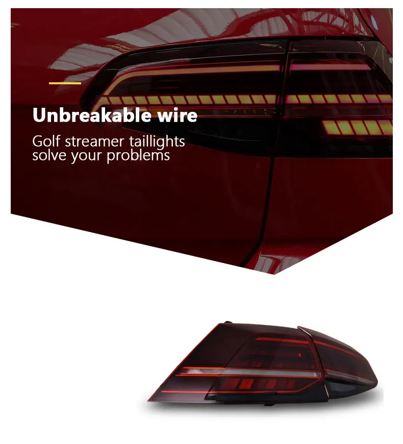 Taillight Assembly For Volkswagen Vw Golf 7 13-21 Retrofit 7.5 Generation Full Led Rear Tail Light Flow Steering Running