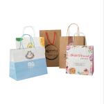 Color Printed Eco friendly kraft paper Carrying Shopping Bags with handles