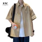 Short Sleeve Poplin Darts Men's Cotton Dress Shirts for Casual Wear Customized