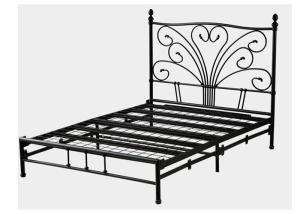 China 0.6mm Modern Black ODM Metal Double Bed Frame For Bedroom factory