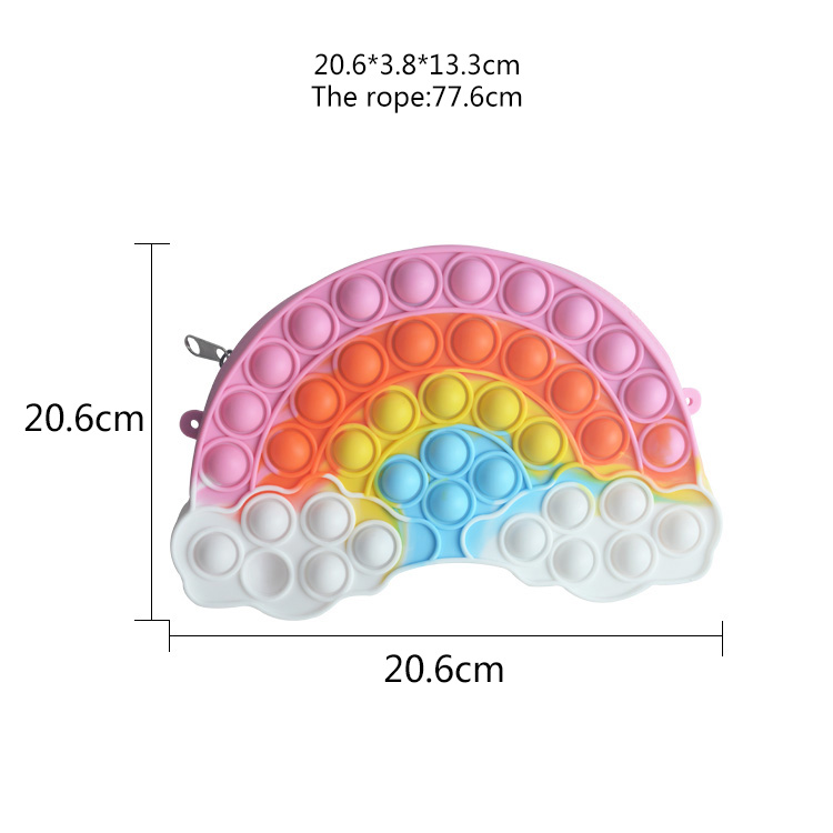 Satchel Zipper Purse Silicone Bubble Toys Floating Rainbow Clouds
