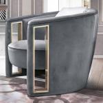 Creative Armrest Hollow Velvet Metal Single Sofa Chair Italian Style Customized