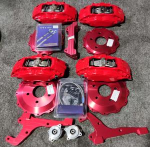 China Red Aluminum Alloy Vehicle Brake Caliper 4 pots strong stopping power factory