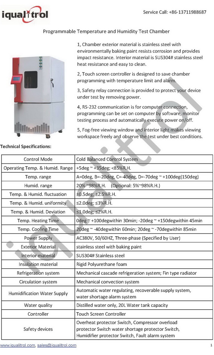Cold Balanced Control Programmable Temperature and Humidity Environmental Test Chamber