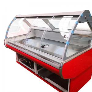China Supermarket Fresh Deli case Meat Refrigerator With Curved Glass Display factory