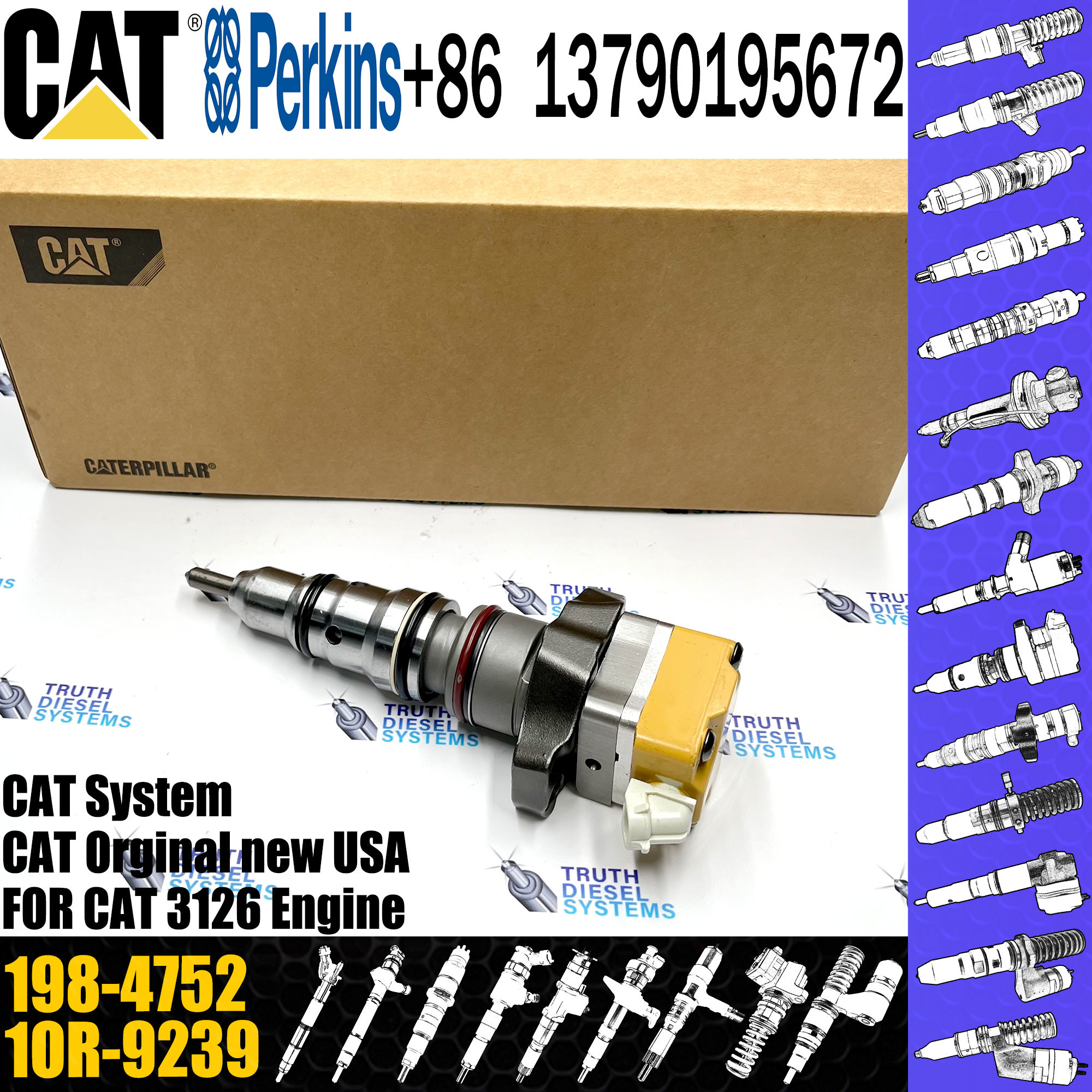 Diesel fuel injector 174-7527 232-1183 OR-9350 111-7916 198-4752 1OR-9239 174-7526 for C-A-T 3126 Diesel Engine