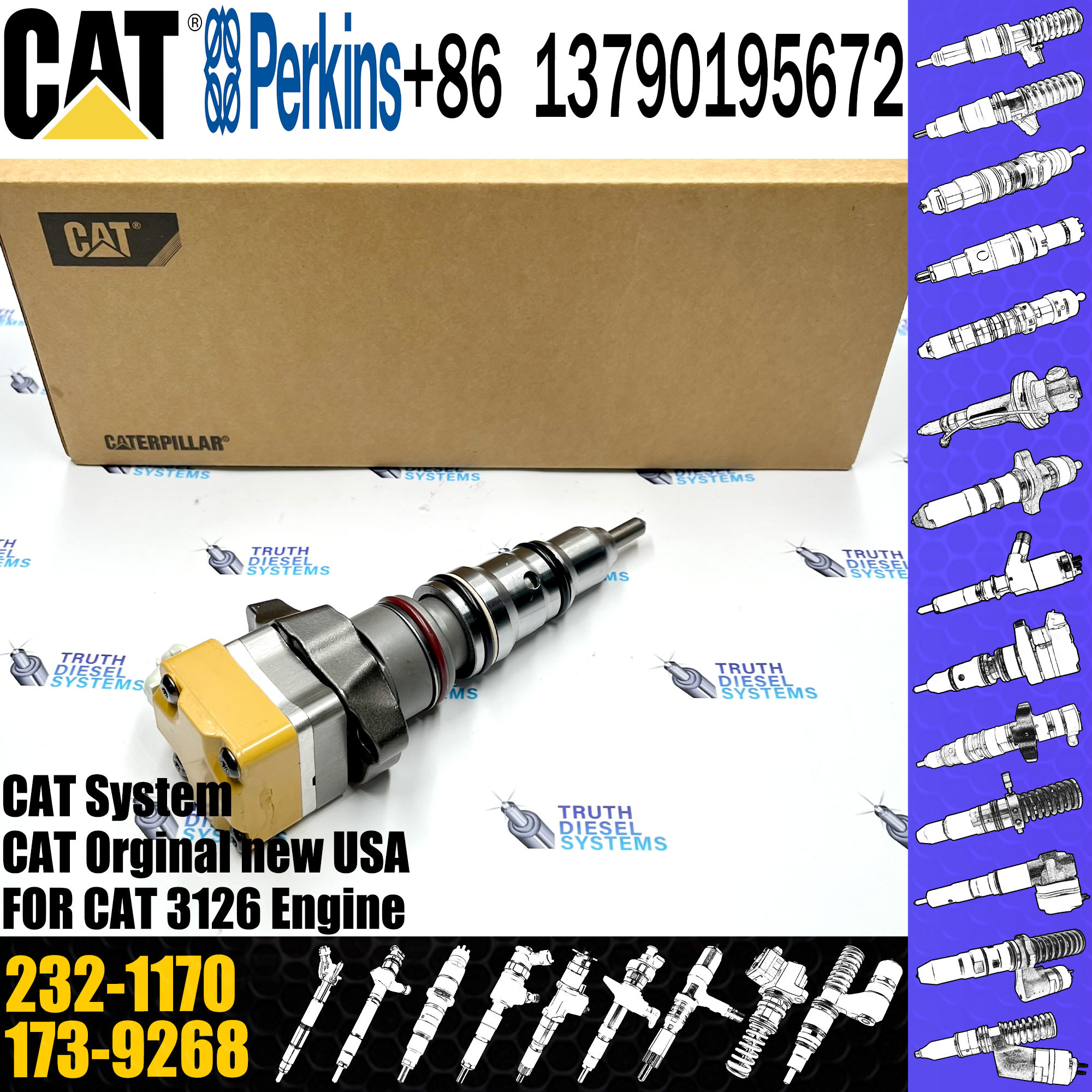 Diesel fuel injector 232-1170 173-9268 232-1171 162-9610 174-7527 232-1183 for C-A-T 3126 Diesel Engine