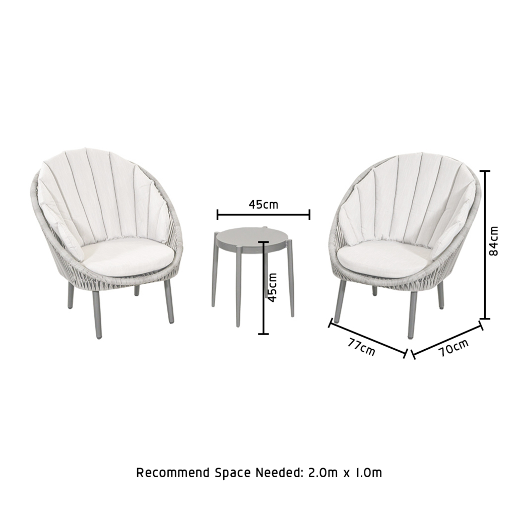 Rope Weave Garden Balcony Furniture 3 Piece Aluminum Lounge Set with Side Table by AJUNION