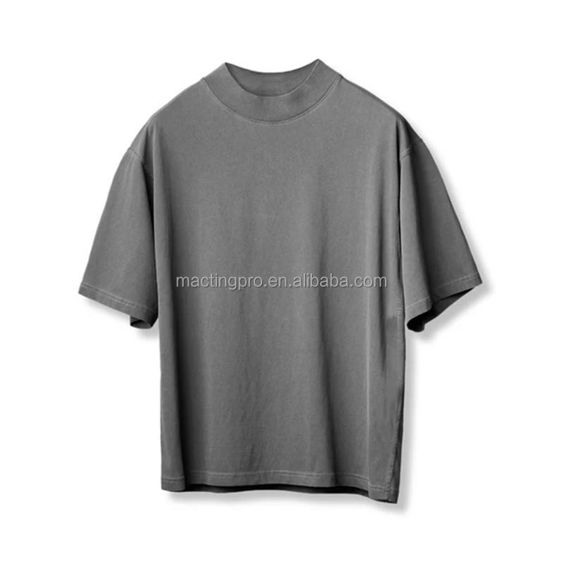 Custom Printing 100% Cotton Rib Mock Neck Blank T-shirt for Men Weaving Method Knitted