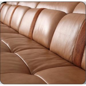 Durable Leather Sectional Sofa Bed Solid Wood Frame High Cushion