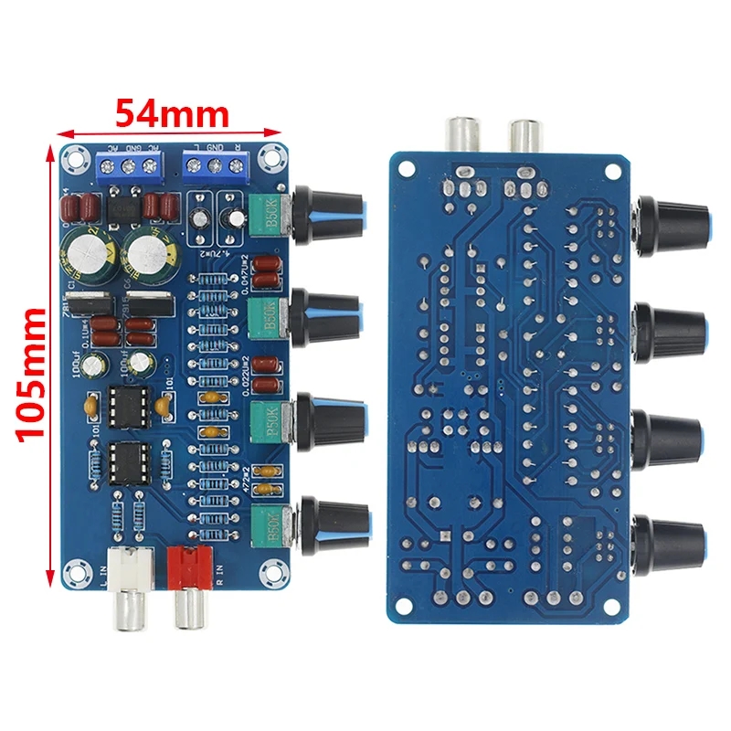 4-Channel Home Amplifier NE5532 Stereo Preamp Module with Tone Control Circuit Receivers